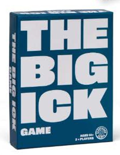 The Big Ick Game party box showcasing its modern, trend-driven branding, bold typography, and eye-catching cover design.