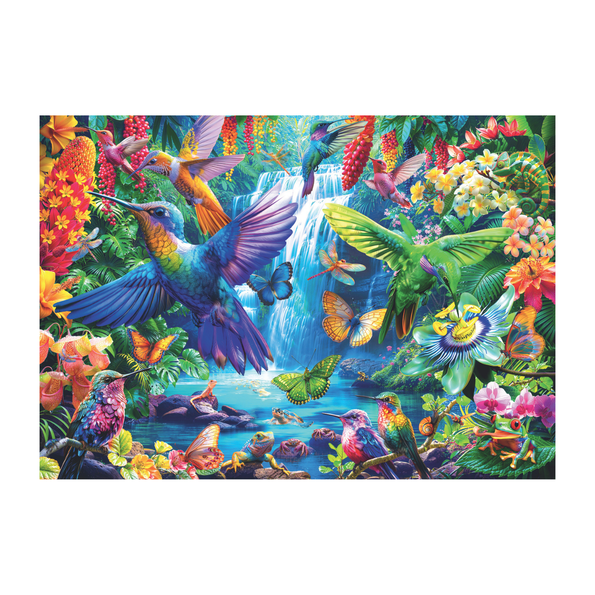 Trefl photography jigsaw puzzle completed artwork - Tropical Hummingbirds