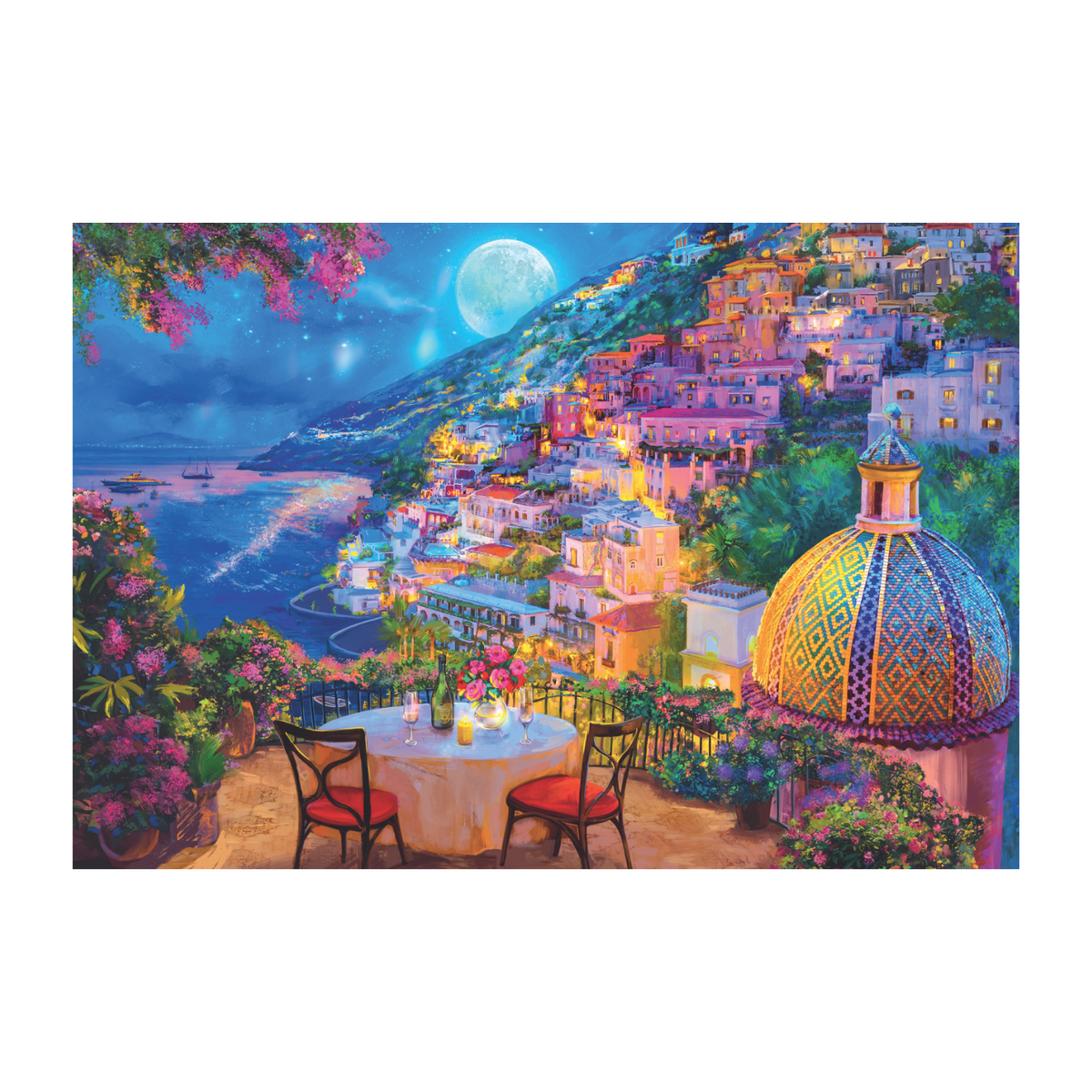 Trefl travel puzzle premium quality completed artwork - Positano Date Night