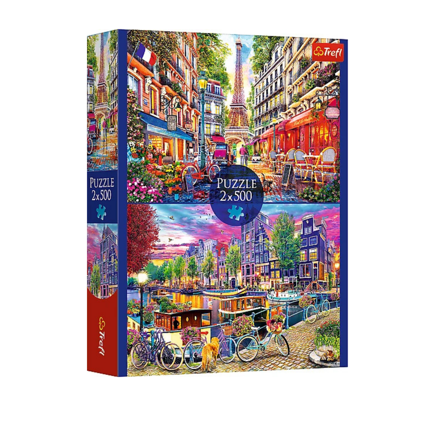 Trefl 2 × 500 piece puzzle collection with complementary designs - European Capitals
