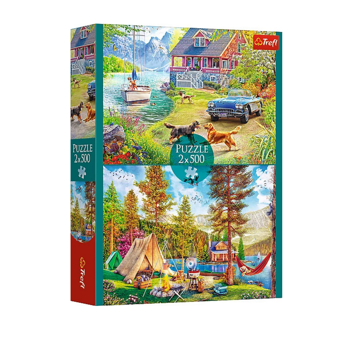 European-made Trefl double 500 piece puzzles in one box