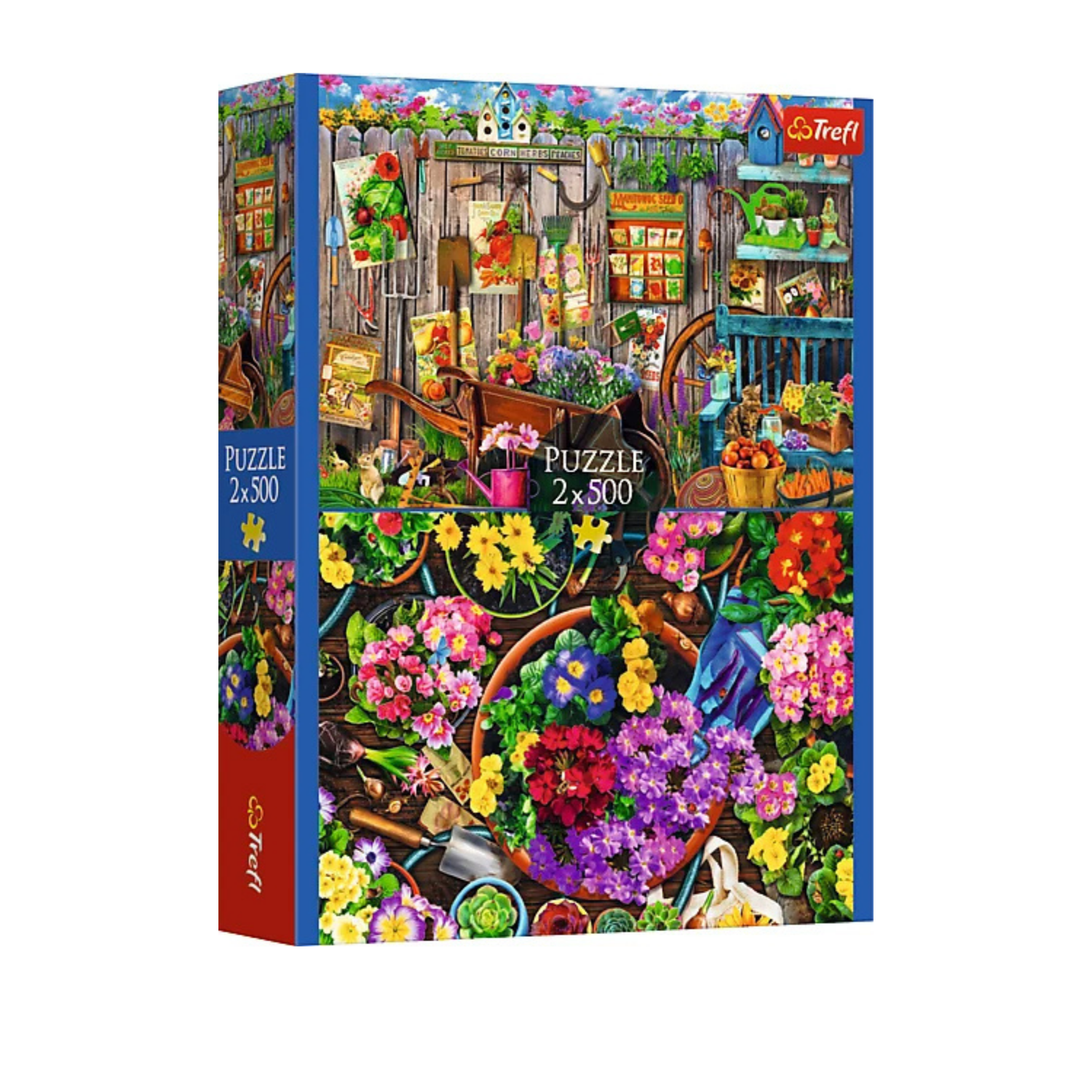 European-made Trefl double 500 piece puzzles in one box