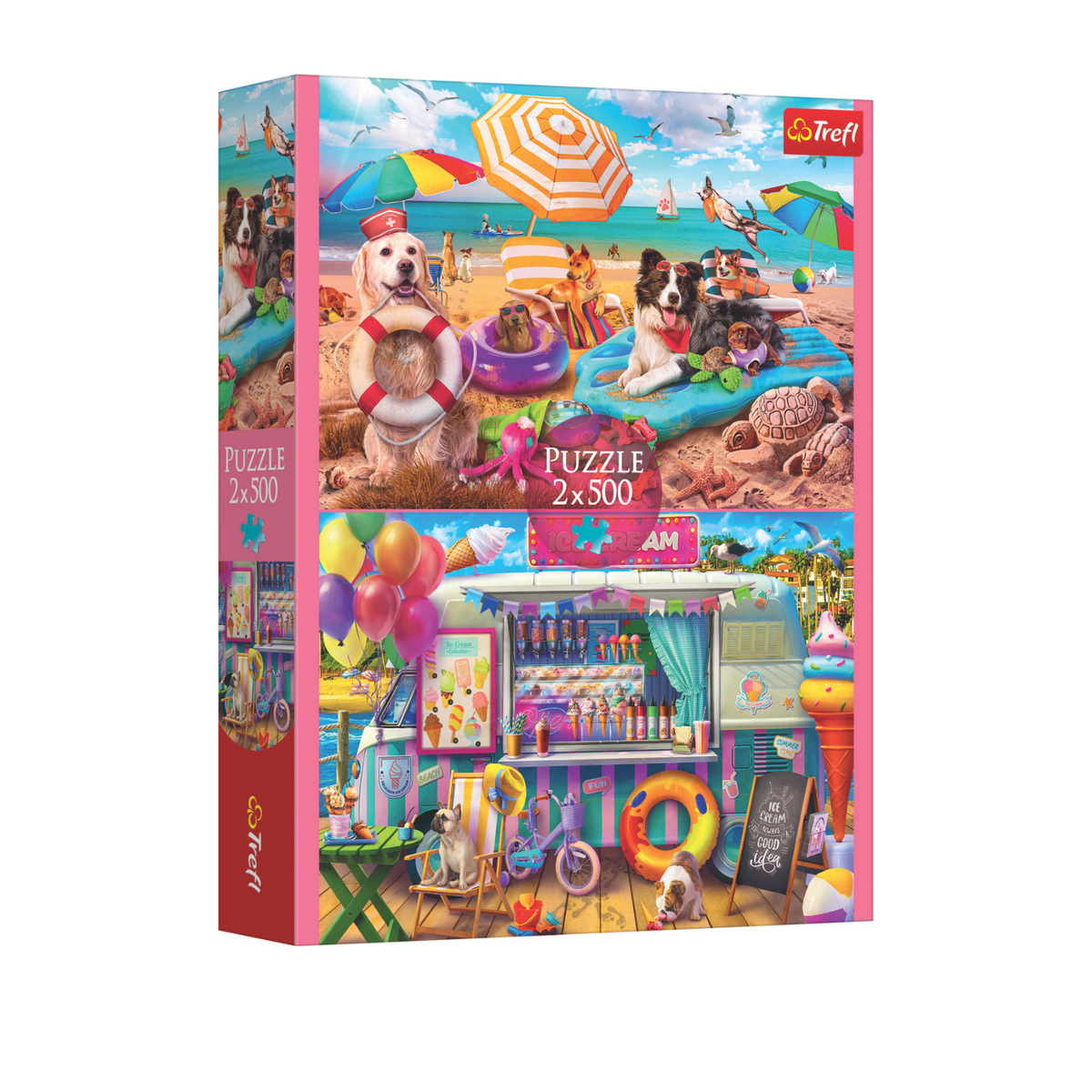 Trefl 2 × 500 piece puzzle collection with complementary designs