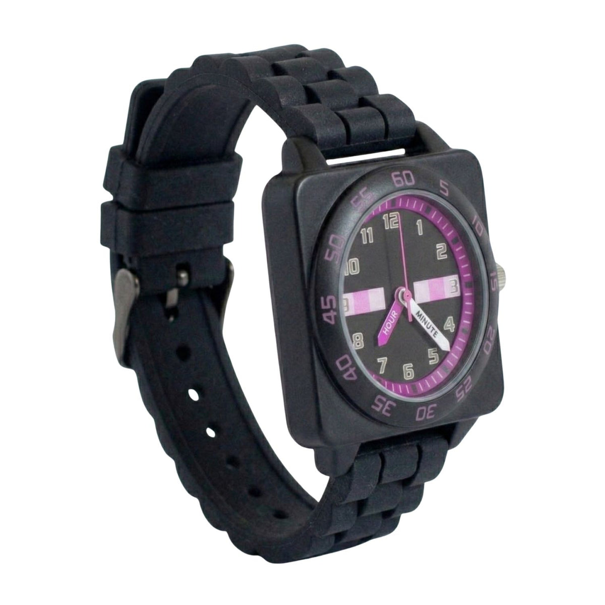 Minecraft Enderman kids time teacher watch with labelled hour and minute hands, black strap and easy read analogue dial. A brilliant educational gift for kids, helping build confidence while learning an essential life skill.
