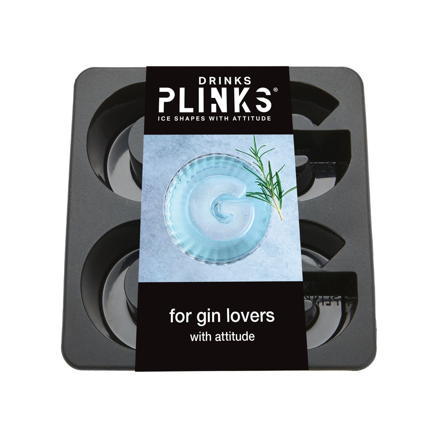 Plinks ice cube tray with packaging on a white background