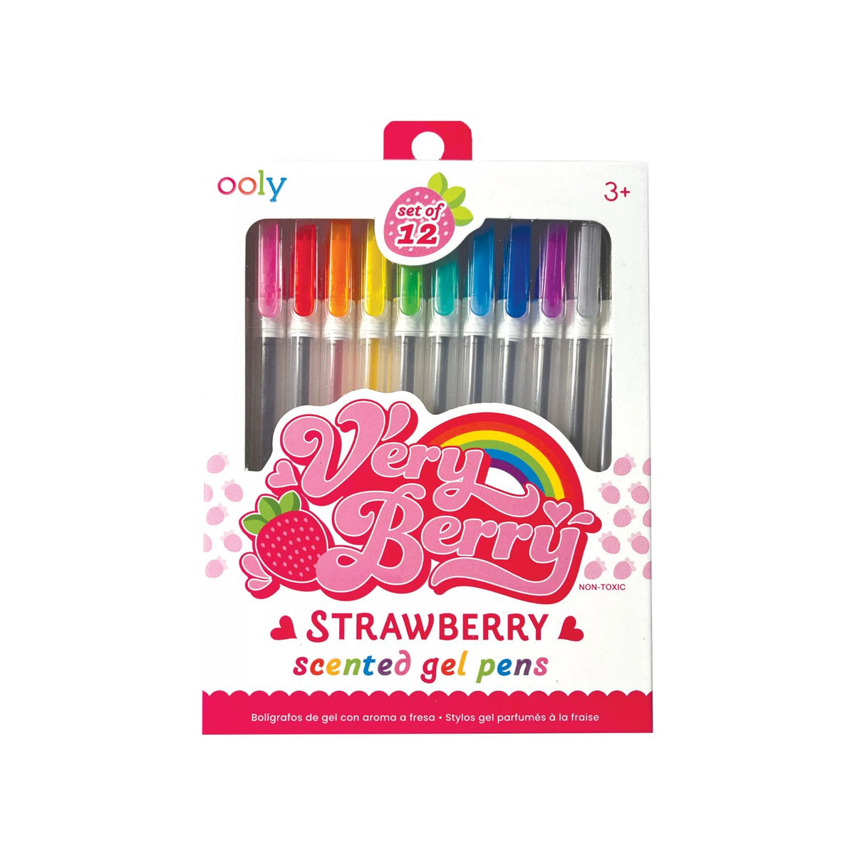 Pack of &#39;Very Berry Strawberry&#39; scented gel pens by ooly on a white background