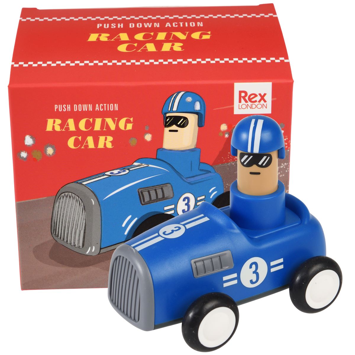 Push Down Racing Car Blue
