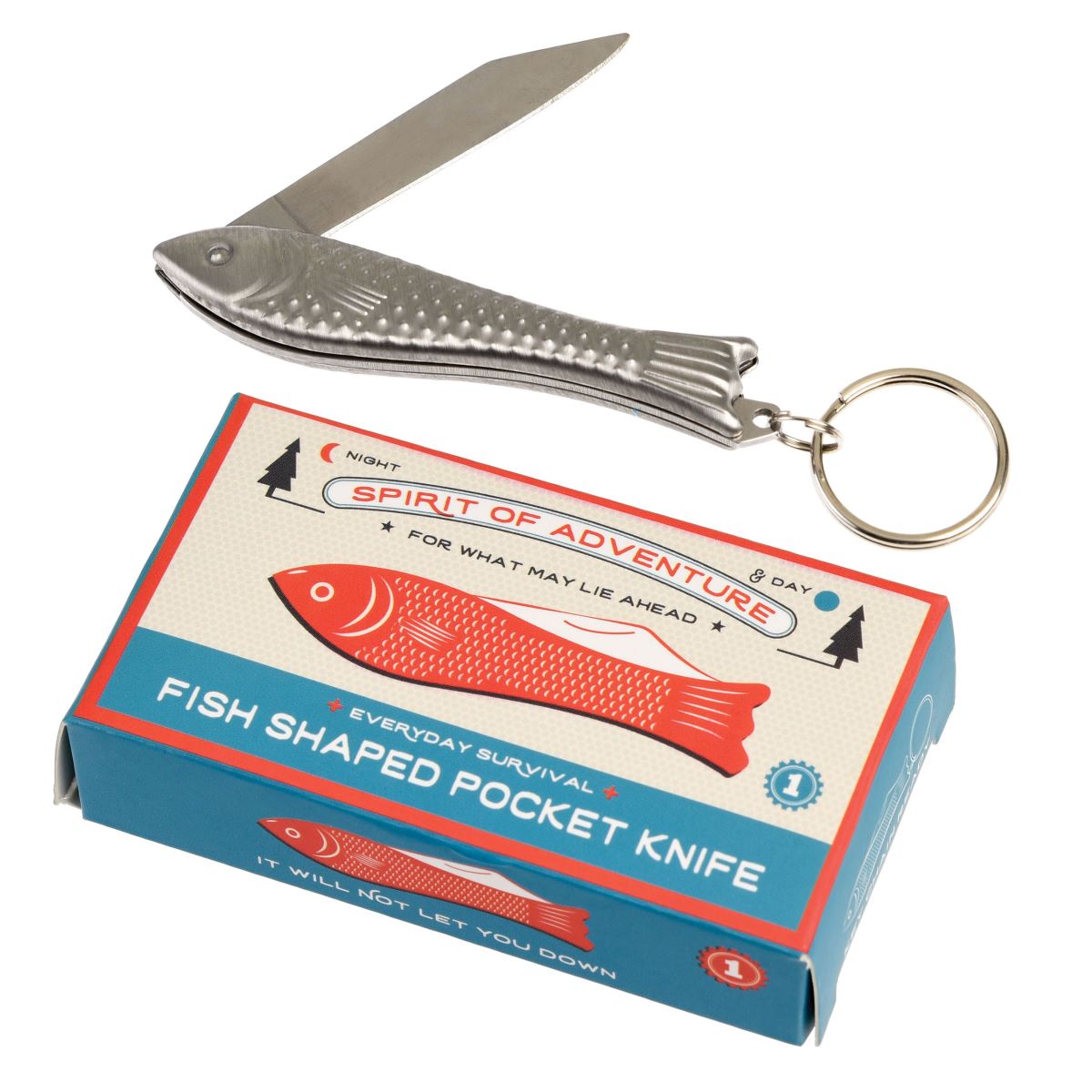 Fish shaped pocket knife keyring - Spirit of Adventure