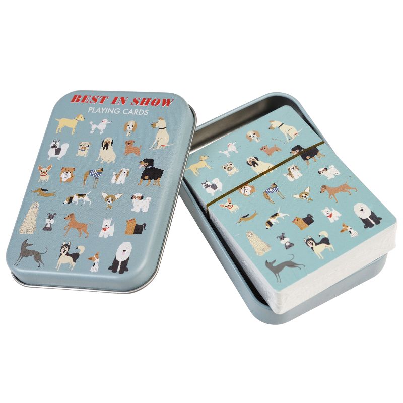 Playing Cards in A Tin with dog print on cover 