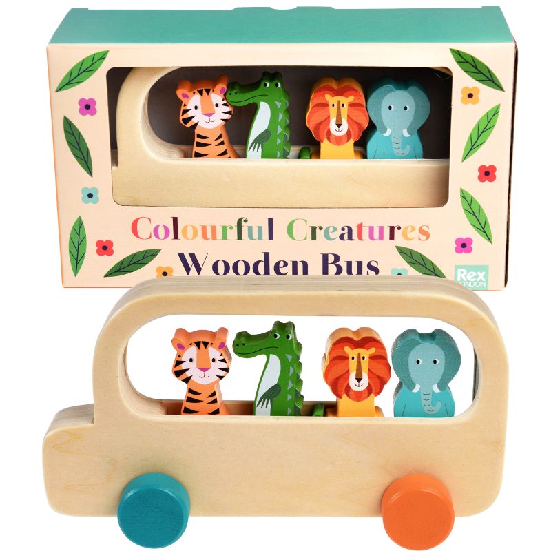 Colourful Creatures Wooden Bus