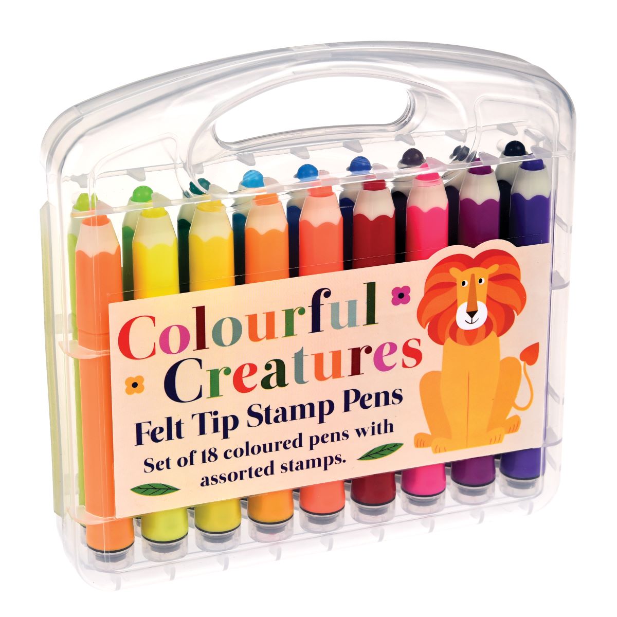 Felt tip stamp pens (set of 18) - Colourful Creatures